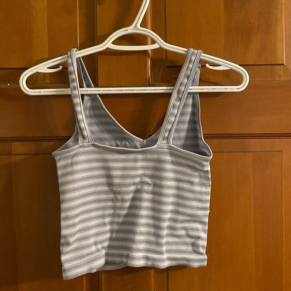 Blue and white striped tank top